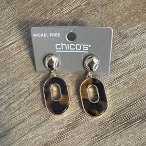 Chico's Gold and Tortoise Oval Earrings